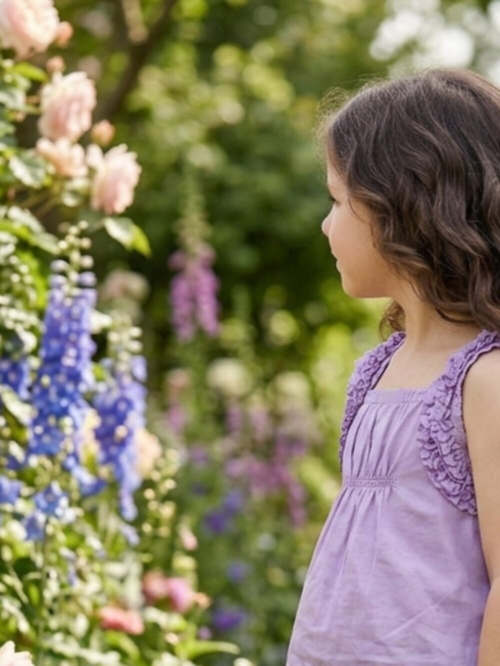 Girls Crewcuts Jcrew Purple lavender square neck Ruffle Tank Top 6 7 8 cotton